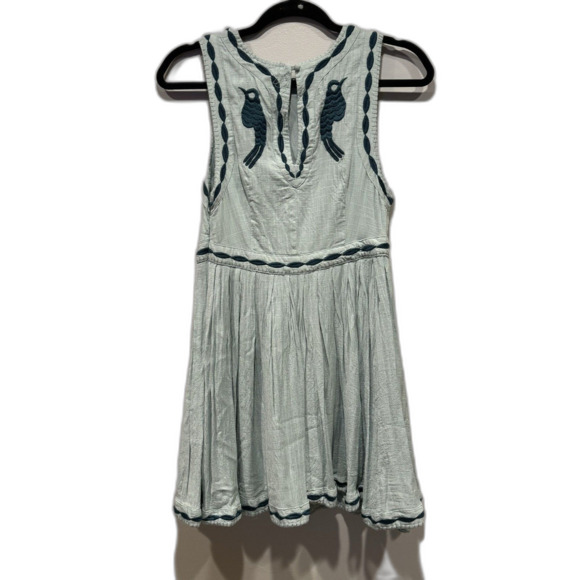 NWOT Free People Delightful Birds of a Feather Dress Embroidered Teal Women sz 4 - Picture 10 of 11